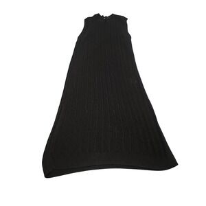 HM Womens Black Pointelle Knit Sleeveless Maxi Sweater Dress Side Slits Size M